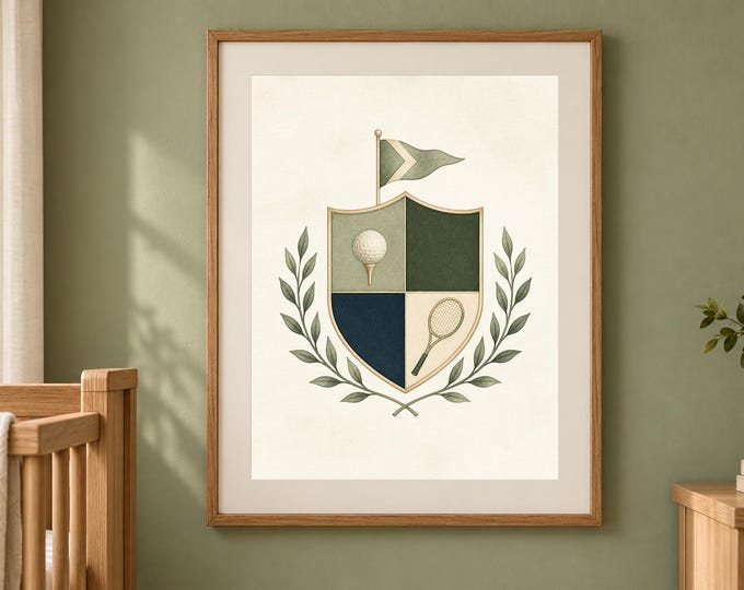 Sporting Club Art for a Preppy Nursery, Vintage Baby Boy Wall Print, Printable Download