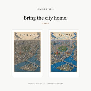 Tokyo Illustrated City Map, Vintage and Color Tokyo Travel Poster, Japan Wall Art, Printable Download image 11