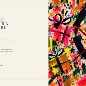 An informational slide titled Layered Colour and Gesture shows a close-up detail of the colorful abstract painting.