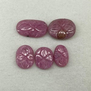 16.50 Carat Pink Ruby Cabochons | Hand Carved Floral Gemstones (Mixed Sizes)