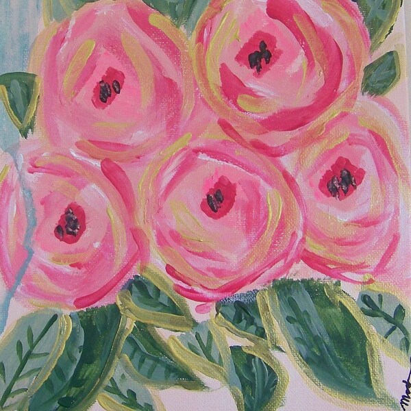 Pink Flower Painting - Etsy