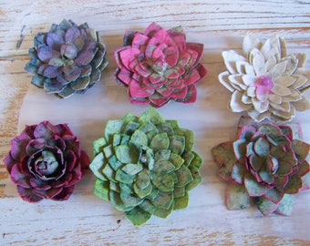 Paper Succulents, Set of Paper Succulents, Succulents, Paper Flowers, Paper Spring Flowers, Scrapbook Paper Flowers, Paper Flower Set