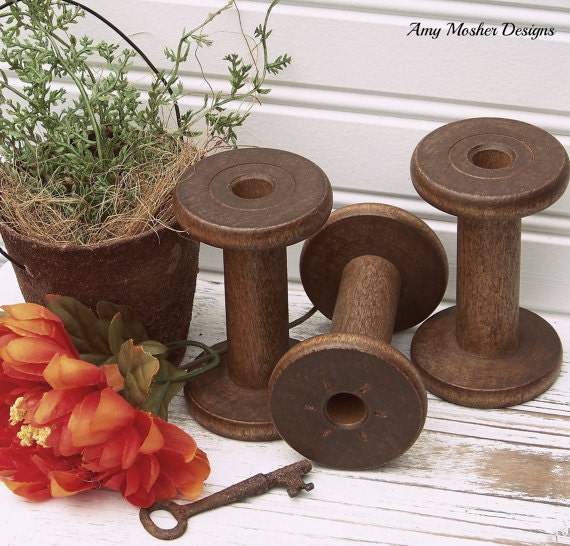 Set OF 10 VINTAGE Wooden Spools, Craft Organization, Crafts Spool, Sewing  Spool, Trim 