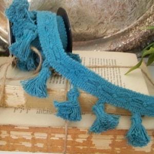 Blue Decorative Trim, Farmhouse Trims, Farmhouse Craft Supplies, Natural Trims, Tassels, Natural, Blue, Craft Trims, Supplies