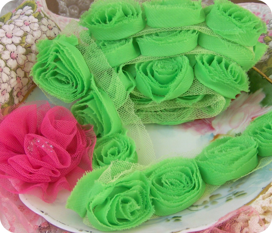Green Rosette Ribbon, Rosettes, Rose Trims, Rose Ribbons, Shabby Style