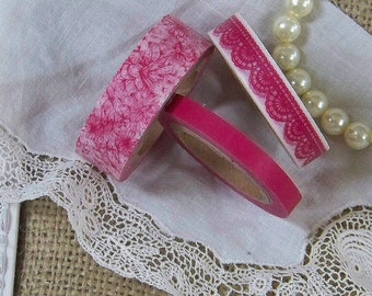 Shabby Chic Set of 3 Pink Decorative Washi Tapes