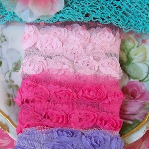 Shabby Chic Set of Assorted Rosette Trims/Ribbons
