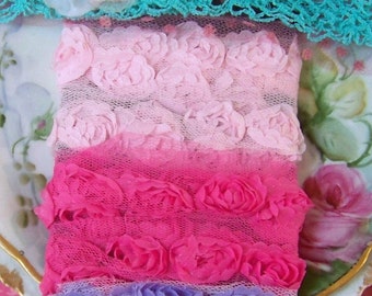 Shabby Chic Set of Assorted Rosette Trims/Ribbons