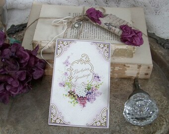 Vintage Floral Postcard, Antique Postcard, Vintage Ephemera, Ephemera, Vintage Cards, Vintage Greeting Cards, Purple Postcards, Floral Cards
