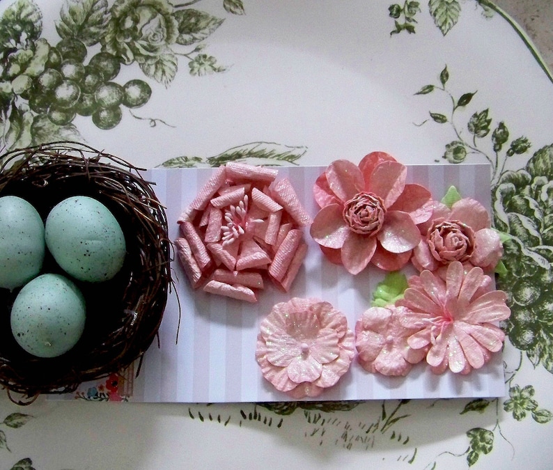 Layered Glitter Flowers Pink Flowers Scrapbook Flowers Paper Flowers Spring Paper Flowers Pink Glitter Paper Flowers
