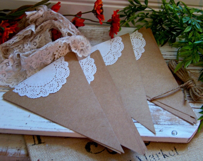 Doily and Paper Banner Set Paper Doilies Paper Doily Banner Etsy