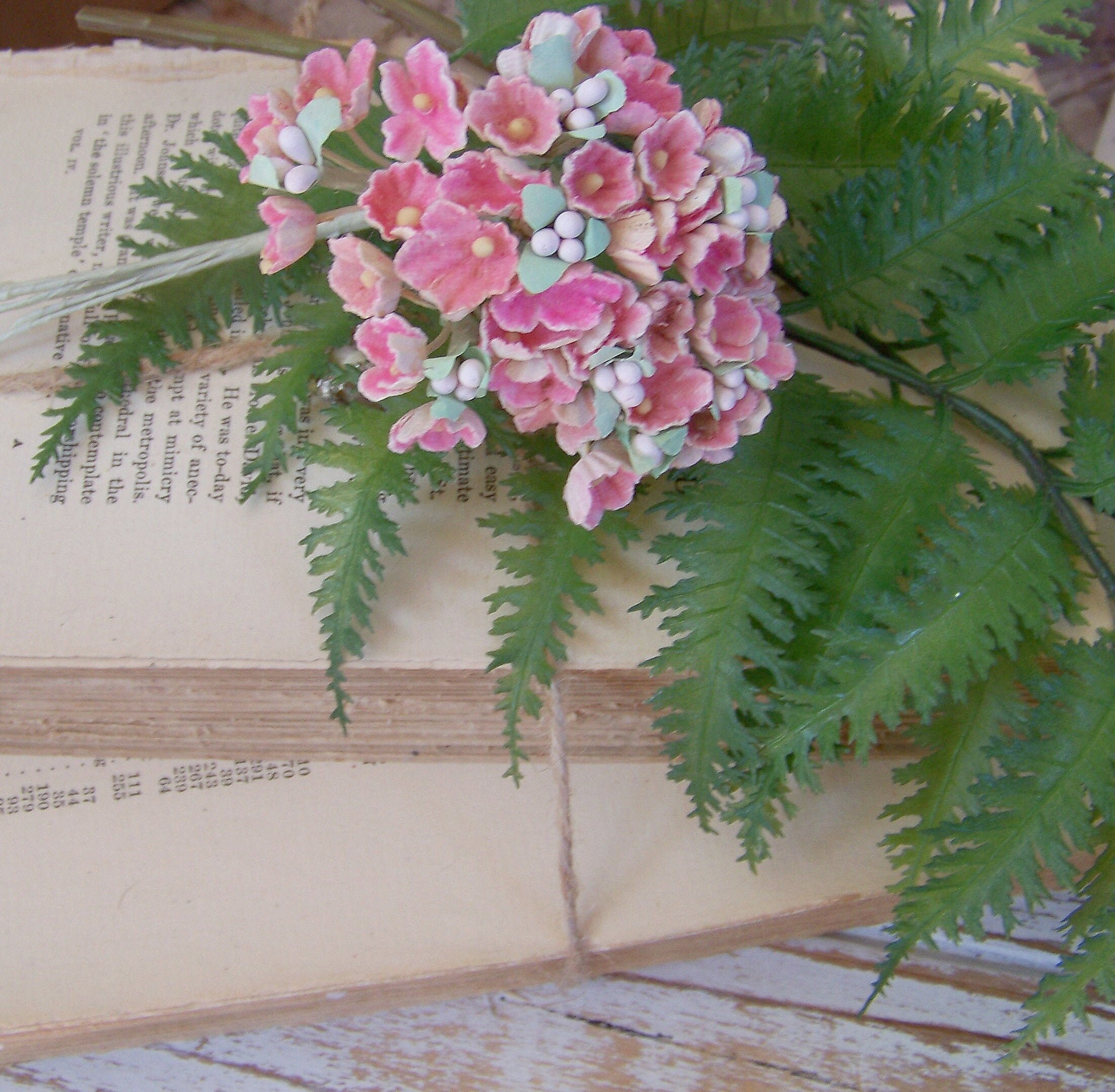 Vintage Forget-Me-Knot Flower Bunch, Flowers, Antique Flowers, Vintage Pink Flowers, Shabby Chic Flowers, Springtime Flower Bouquet, Pink