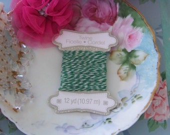 Baker's Twine in Green and White, Package Twine, Decorative Twine, Scrapbook Twine, Twines, Kitchen Twine, Green, White, Decorative String