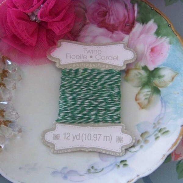 Baker's Twine in Green and White, Package Twine, Decorative Twine, Scrapbook Twine, Twines, Kitchen Twine, Green, White, Decorative String