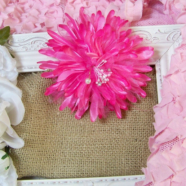 Pink Fabric Flower, Pink Flowers, Flowers, Flower Accents, Floral Accents, Pink, Shabby Style, Cottage Chic, Romantic Flowers, Accents