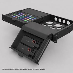 Paquete de diseño de cajones RackCore / Sistema de almacenamiento modular de 19" / Archivos STL / Stream Deck XL, SSD y más / Descarga digital