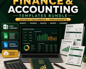 Paquete de plantillas de finanzas y contabilidad con derechos de reventa (PLR) y derechos de reventa (MRR).