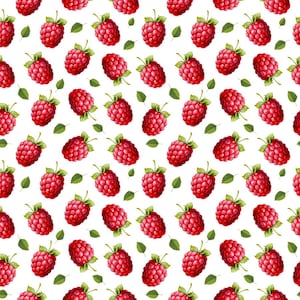 Akvarell hallontyg Frukttyg Sommarfrukttyg Bärtyg Barnbärtyg Quilttyg 100 % bomullstyg, halvmeter