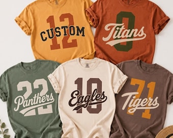 Custom Team Name Number PNG, Vintage Varsity Sport Design, Personalized School Spirit PNG, Retro Team Shirt Design, Custom Jersey Number PNG
