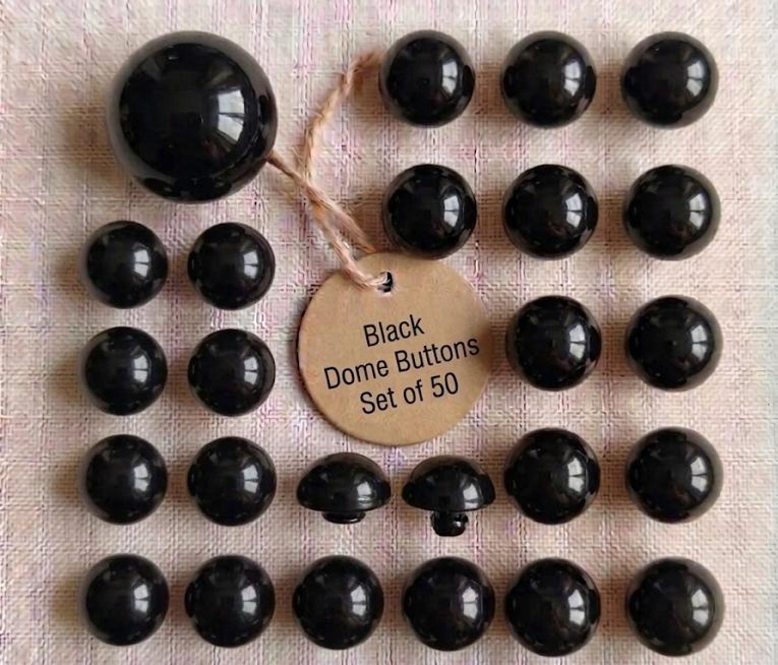 High-Gloss Black Dome Shank Buttons