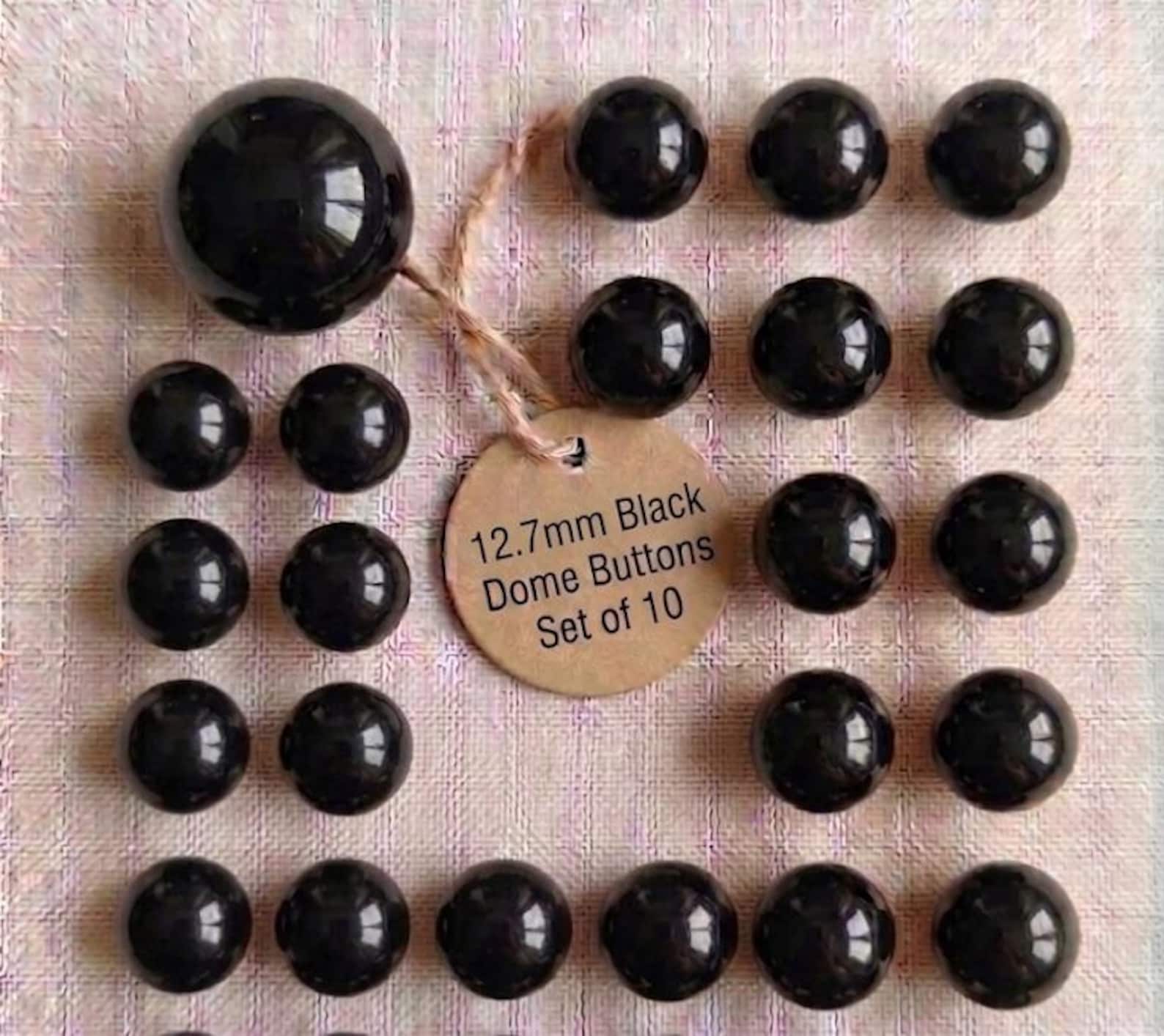 High-Gloss Black Dome Shank Buttons