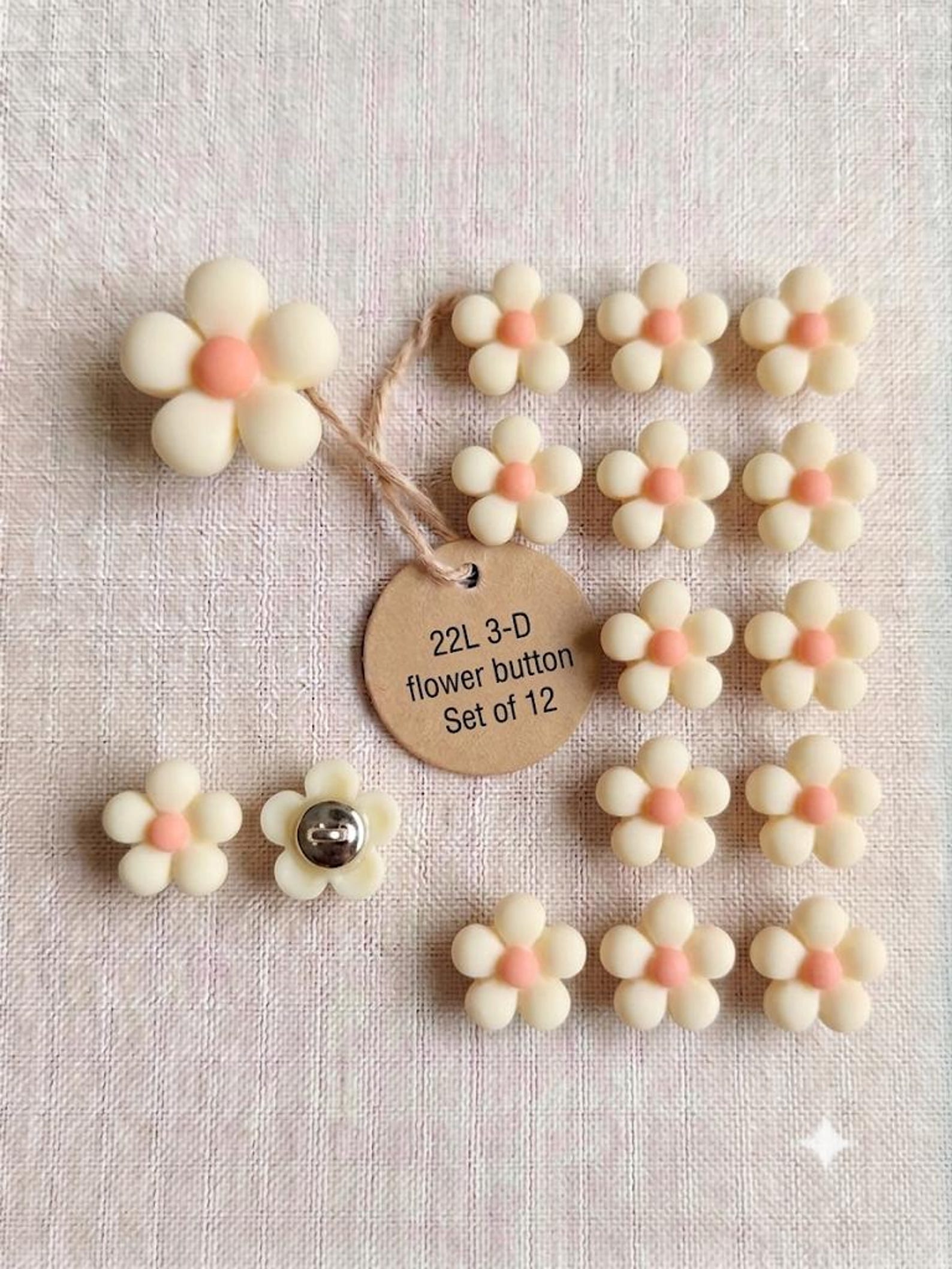 Soft Cream - Yellow Flower Buttons | 14mm Resin Floral Shank Sewing Craft Supplies