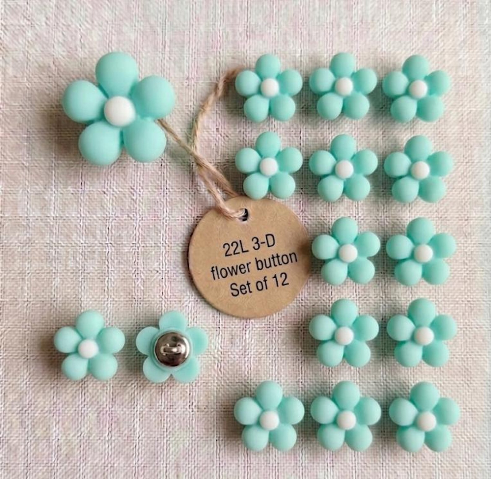 Mint Aqua Blue Flower Buttons