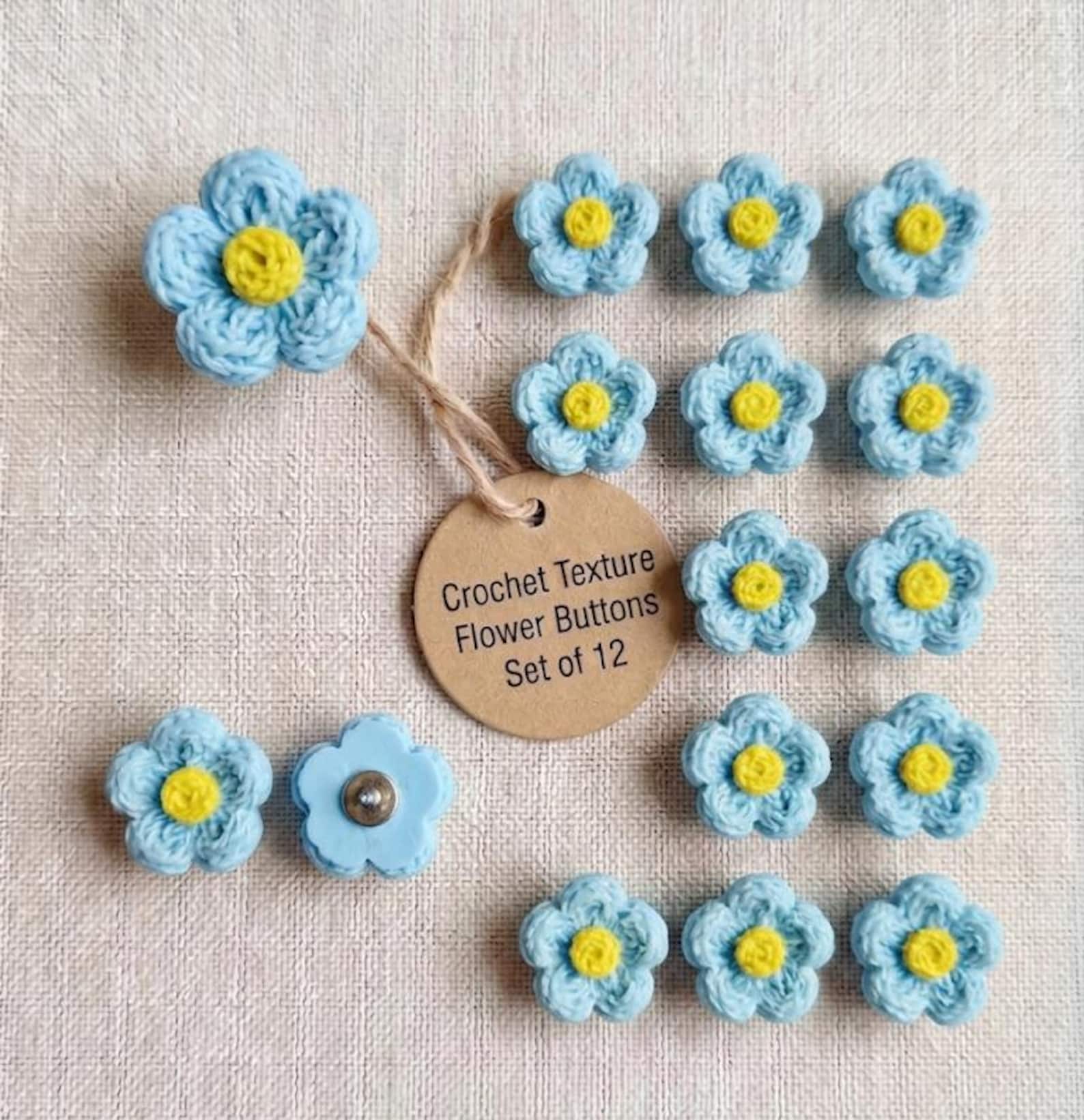Sky Blue Crochet Flower Buttons