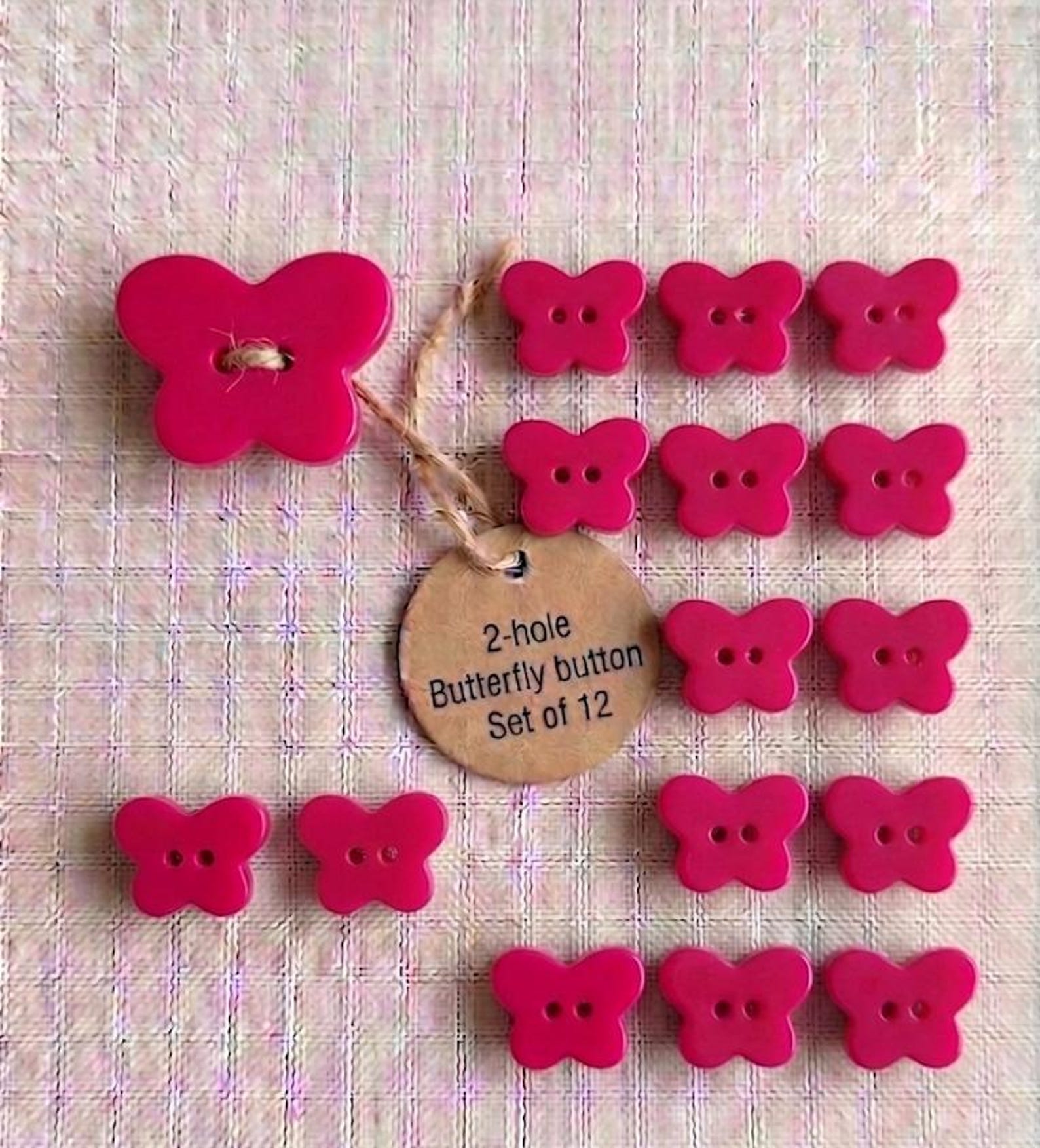 Hot Pink / Magenta Butterfly Buttons