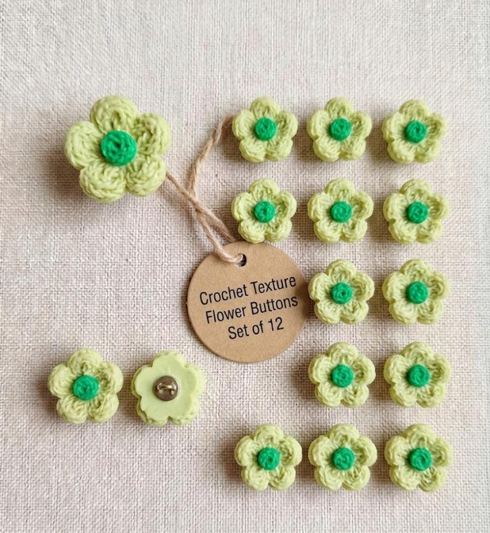 Lime Green Crochet Flower Buttons