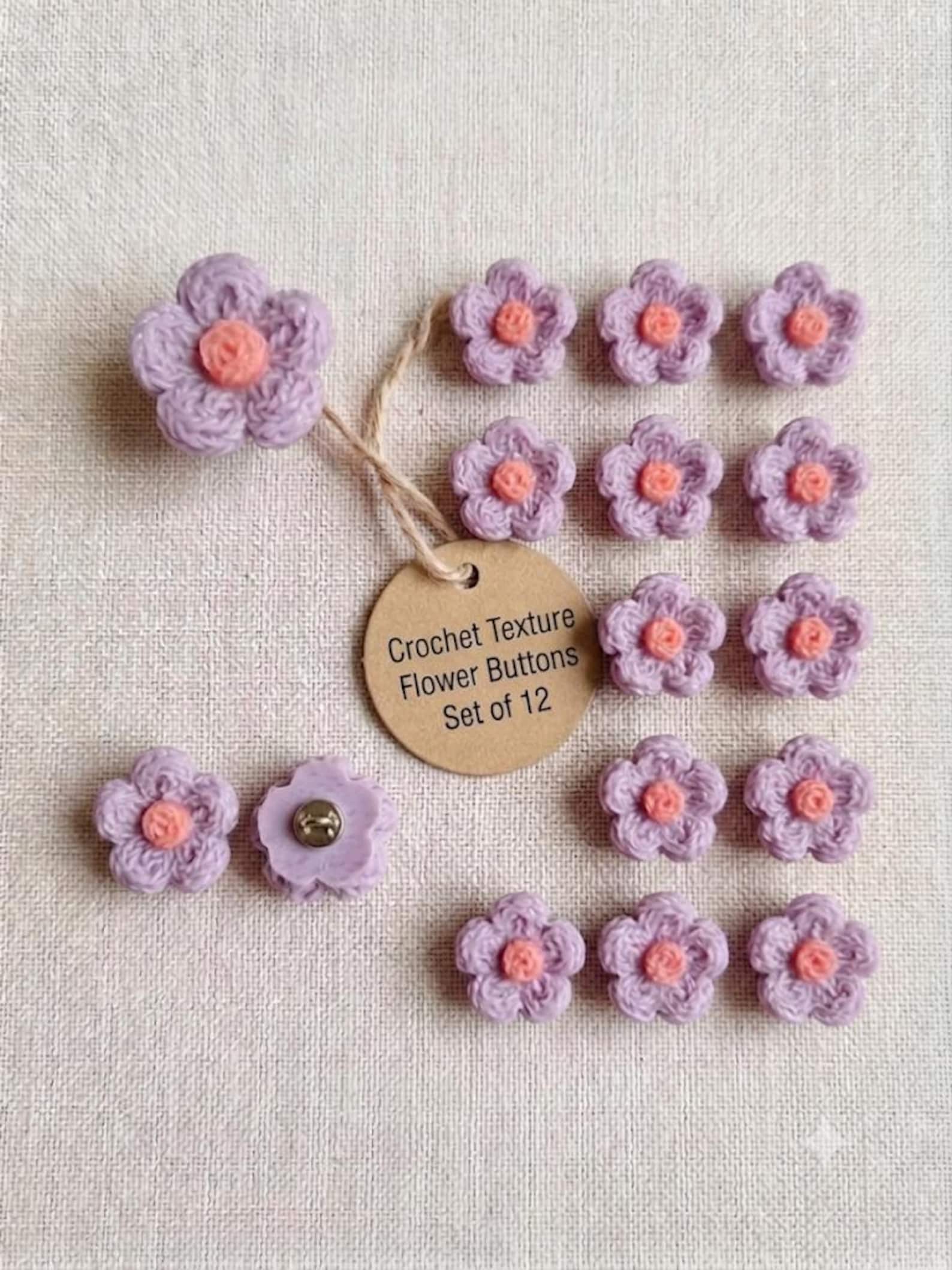 3D Crochet Flower Buttons – Pastel Resin Shank Set (12 pcs)