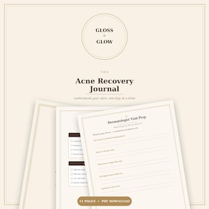 Acne Recovery Journal | Skincare Routine Builder, Patch Test Log (Digital Download)