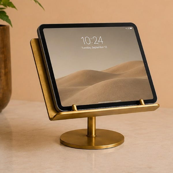 Solid Brass Book Stand Minimalist Book Holder Handmade Brass Reading Stand Recipe Book & Tablet Stand Desk Decor