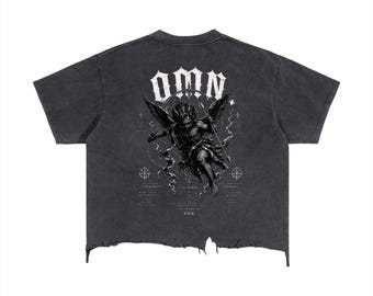 T-shirt vintage con lavaggio ampio e orlo sfrangiato.