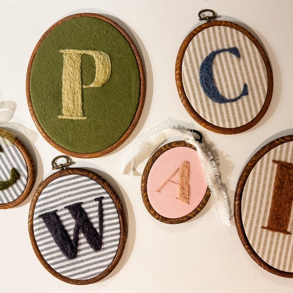 Custom Needle Felted Letter Hoop | Personalized Nursery Decor | Initial Wall Art | Handmade Baby Gift
