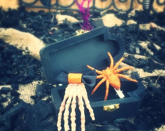 Glitter Spider Hair Clip, Halloween accessoires, griezelige accessoires, Halloween haarclips