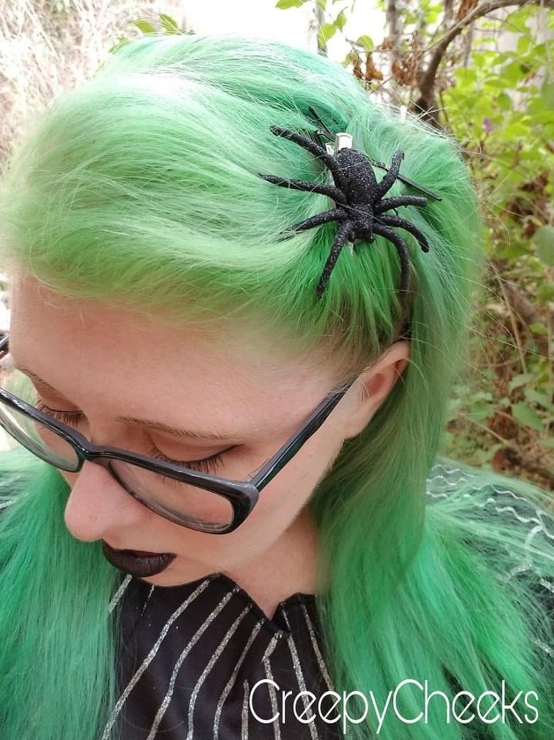 Glitter Spider Hair Clip, Halloween accessories, spooky accessories, Halloween hair clips image 9