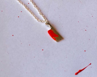 Bloody Cleaver horror charm Necklace, horror jewelry, scary movie necklace,