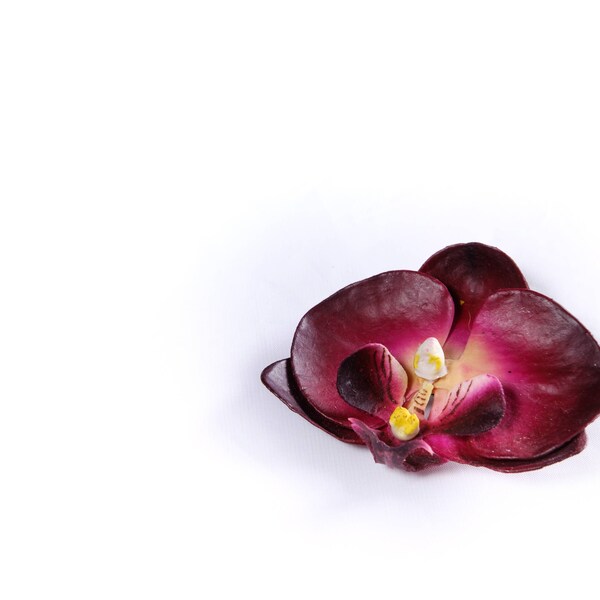 Petite Realistic Wine Orchid Hair Clip by PuffyCheeks Bowteek