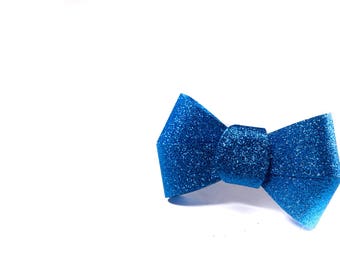Blue Glitter Hair Bow Clip