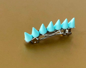 Mini Spiked pink or blue Barrette by PuffyCheeks / spiked barrettes / spiked hair accessories/ pink and blue