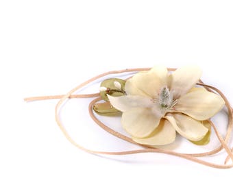 Realistic Mini Magnolia Tieback Headband by PuffyCheeks Bowteek