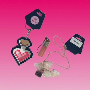 Love Potion bundle kit / potion keychain /  starter witch kit / Apothecary Starter Kit/ Ritual Kit/ spell necklace