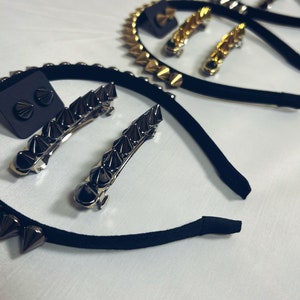 Spiked headband,  barrettes, and earrings, spiked accessory set by PuffyCheeks
