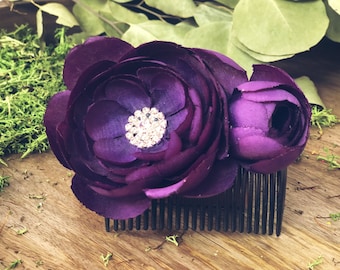 Beautiful Double Flower and accent Hair Comb by PuffyCheeks Bowteek Double flower hair comb / pin up hair accessories/ rustic flower combs