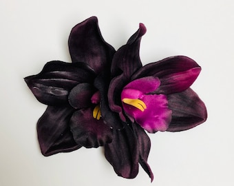 Tropical Wine Double Orchid hair clip or comb