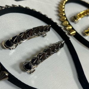 Spiked headband,  barrettes, and earrings, spiked accessory set by PuffyCheeks