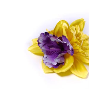 Double Daffodils and iris pin up cluster comb or clip by PuffyCheeks