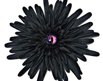 Large Chrysanthemum dragon eye Hair Clip, pin up, horror hair clips, horror accessories, pin up flowers, flower hair clip, Halloween hair cl