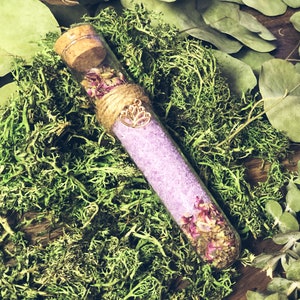 Mystic “Deep Meadows” bath salt tubes, essential oils, gifts for her